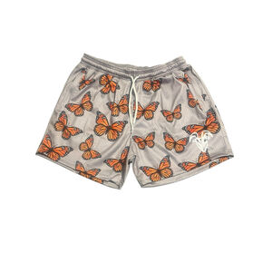 Goat Strength Butterfly Shorts Womens Size 2XL Gray Orange Monarch Print Pockets